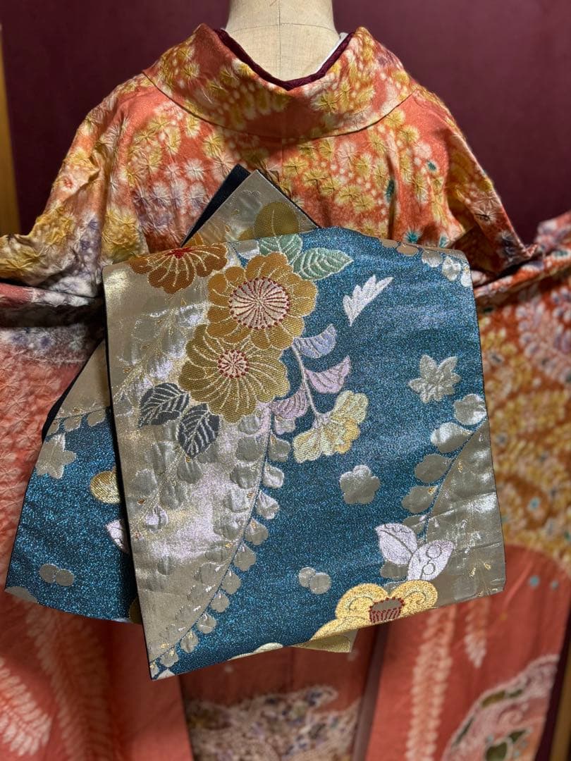 正絹　辻ヶ花6点セット　絞り染め　金通し撒き糊　瑞々しいサーモンピンク　トール