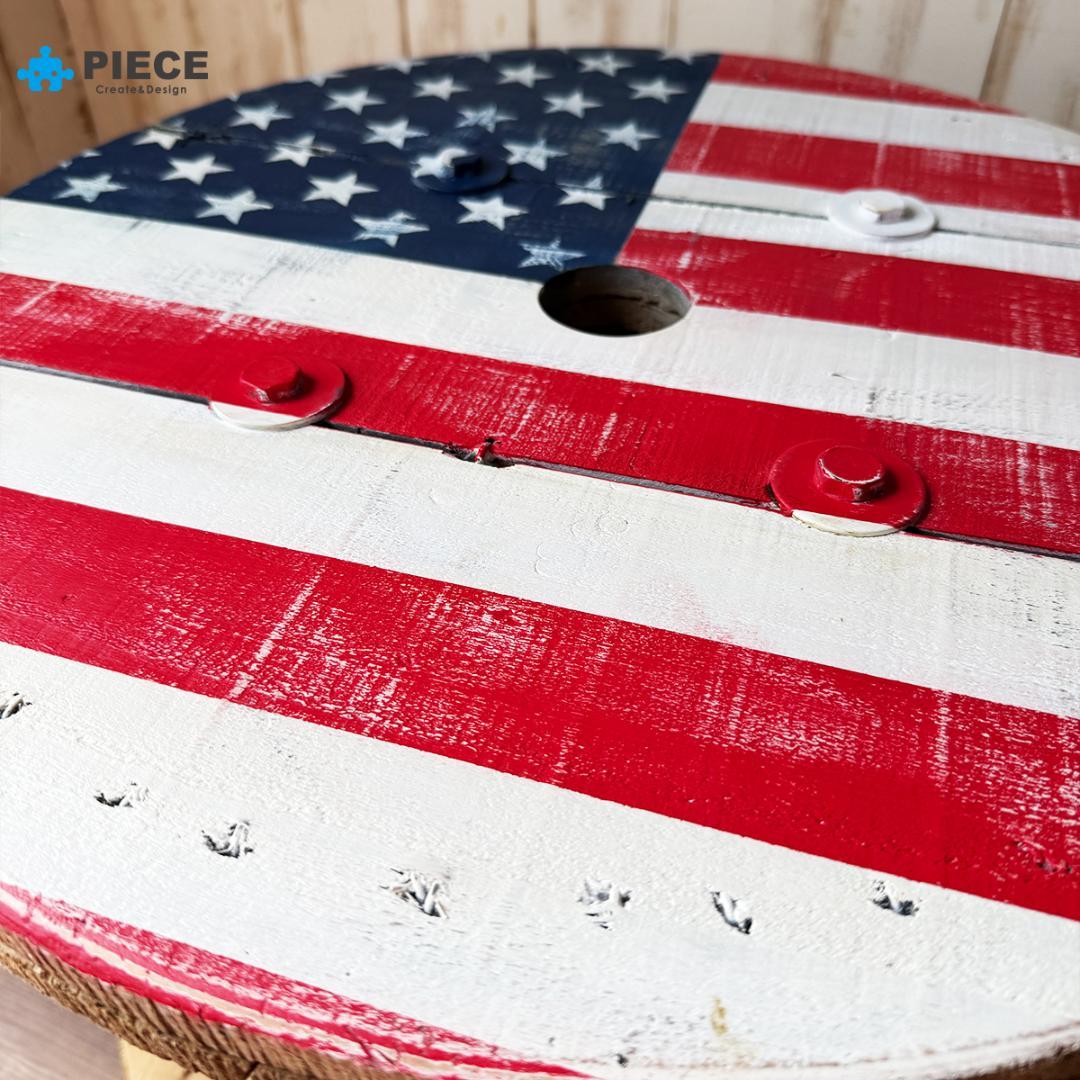ケーブルドラム 電線ドラム テーブル アメリカン インテリア ガレージ 星条旗④