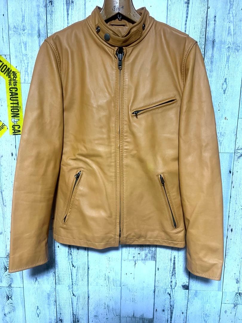 Liugoo Leathers シングルライダース 本革レザー 牛革 ブラウン