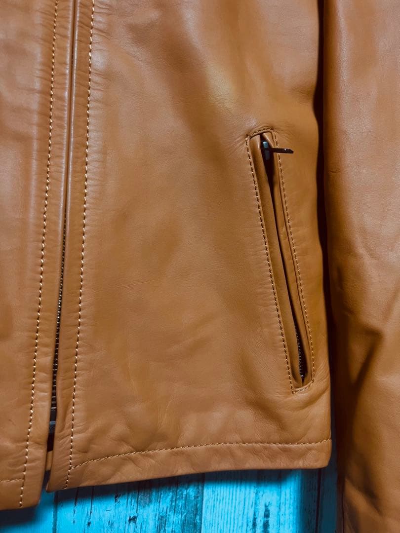 Liugoo Leathers シングルライダース 本革レザー 牛革 ブラウン