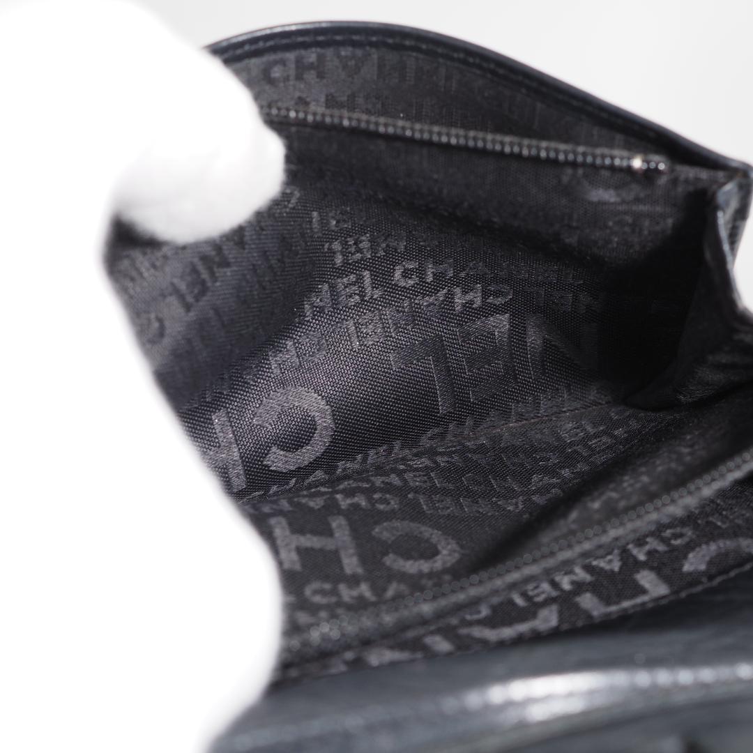 CHANEL シャネル カンボンライン 長財布 黒×黒