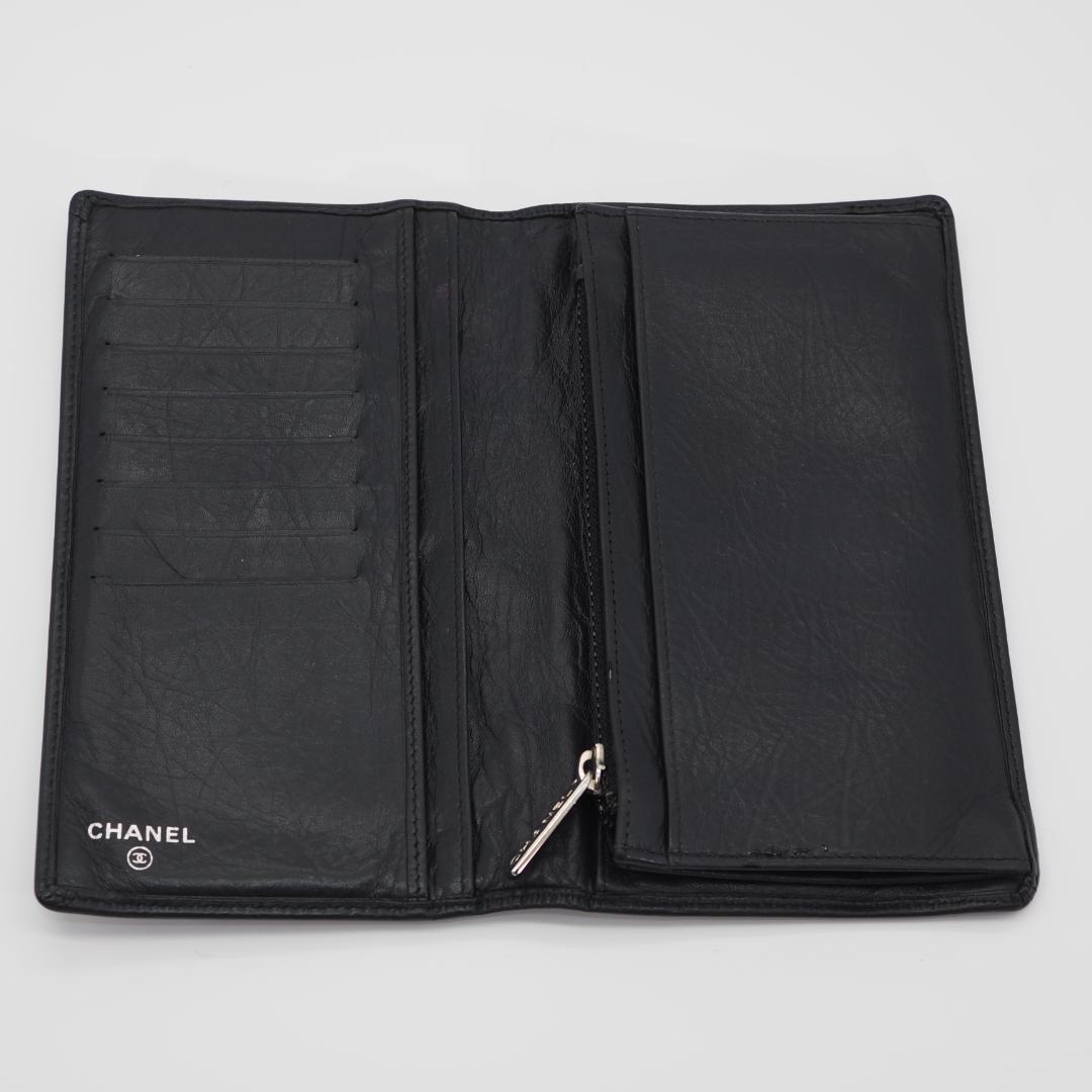 CHANEL シャネル カンボンライン 長財布 黒×黒