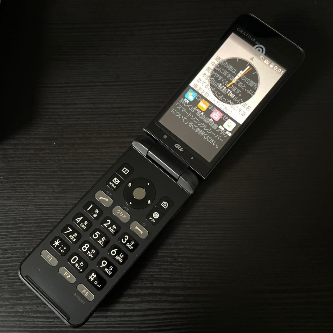 【未使用品】★通電確認済み★au GRATINA4G（BK） 本体 バッテリー付