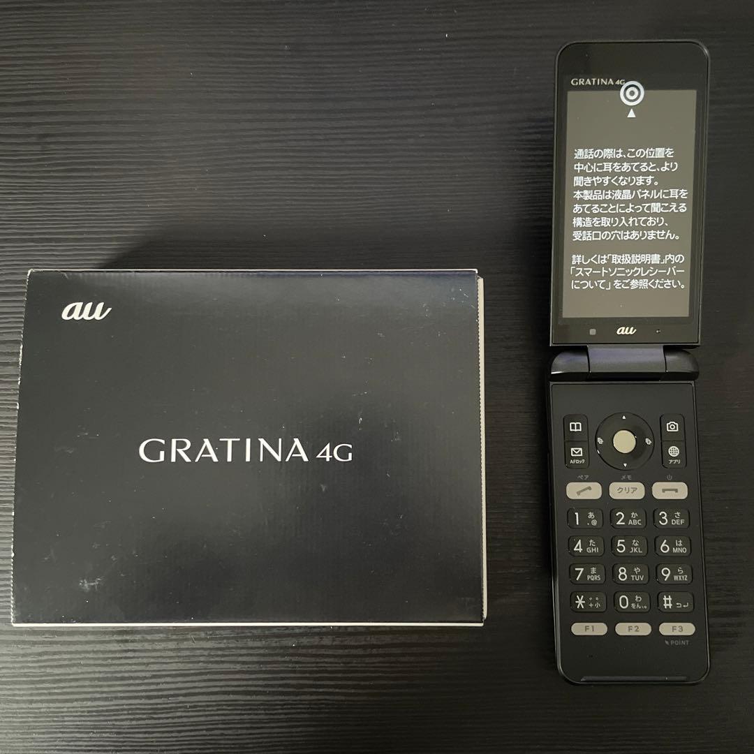 【未使用品】★通電確認済み★au GRATINA4G（BK） 本体 バッテリー付