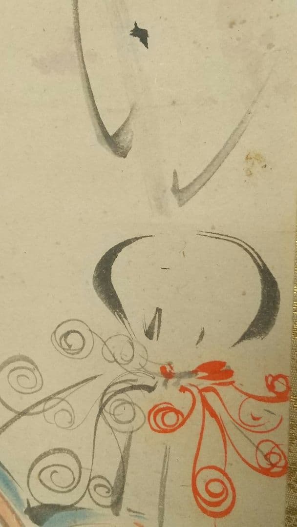 酒井抱一 桃節句 紙本 掛軸 虫食い傷み目立つ 琳派