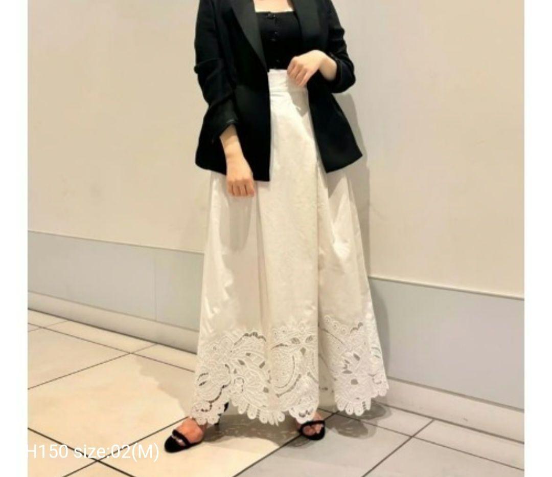 新品　ルルウィルビー　刺繍キュロットパンツ ホワイト