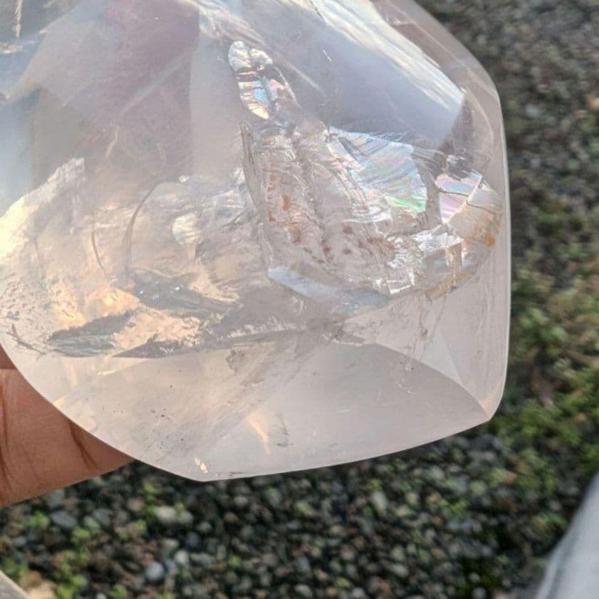 【高品質】ピンク　ジラソルクォーツ　虹　レインボー　原石　天然石　インテリア