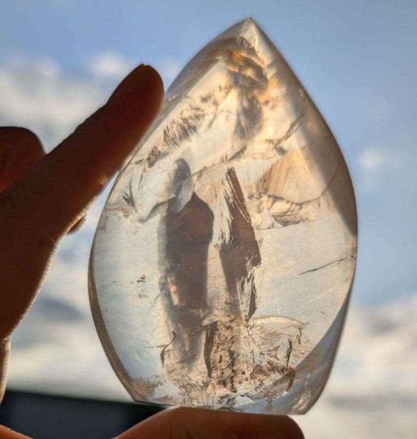 【高品質】ピンク　ジラソルクォーツ　虹　レインボー　原石　天然石　インテリア