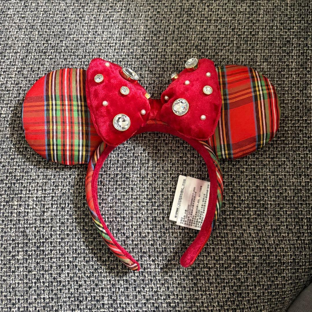 上海ディズニー カチューシャ 赤 チェック 海外ディズニー