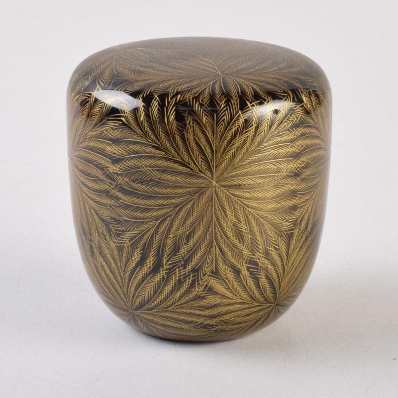 茶道具　輪島塗　岡本陽斎作　忍彫沈金　棗　共箱　V　9074