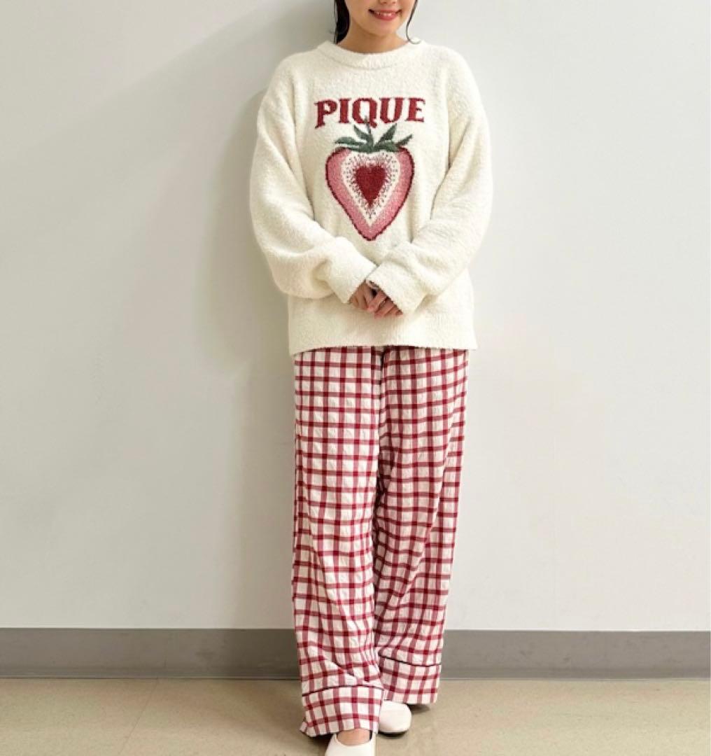 完売レア♡新品未開封♡ジェラートピケ チェックロングパンツ レッド