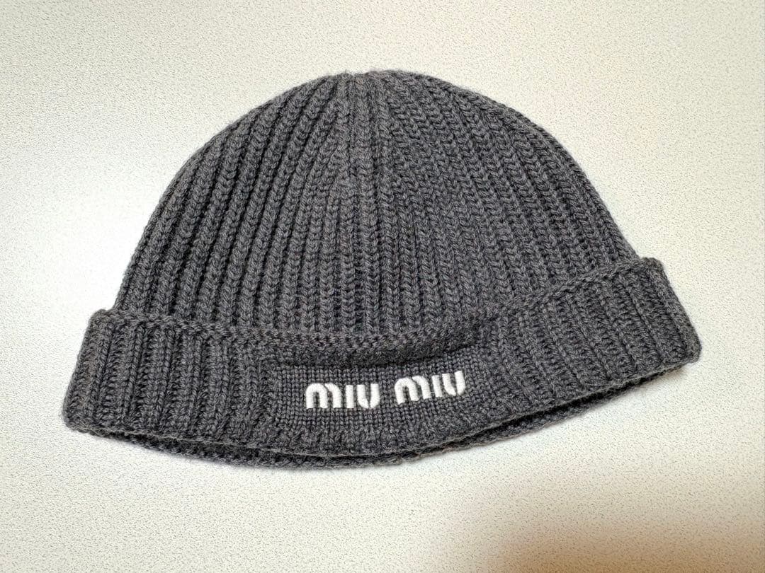 miu miu ニット帽 グレー M