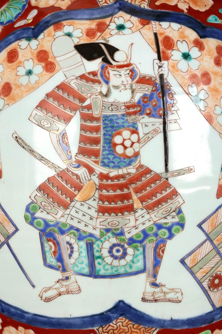 古伊万里【蔵春亭西畝】色絵金彩武士紋広口花瓶 飾壺 高さ68cm 古美術 骨董品