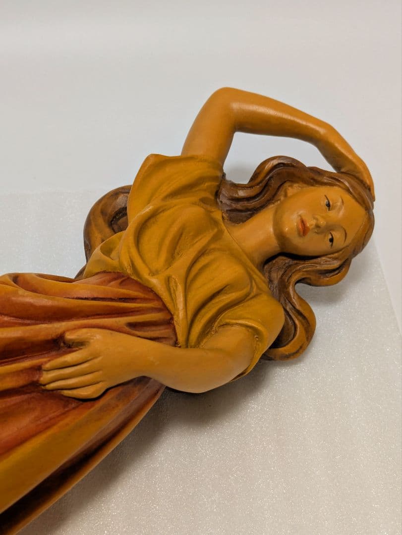 ANRI アンリ ガチョウ アヒル 女性 木彫り 人形 オブジェ 34cm