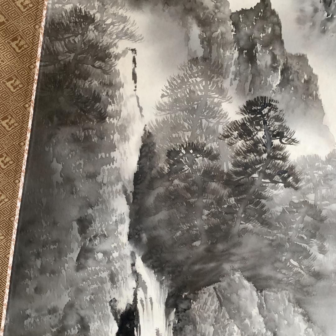 葛谷聖山　山水図　掛け軸　肉筆絹本