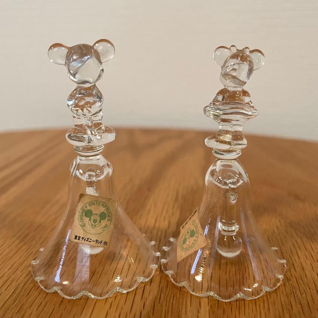 【豪華3点】シンデレラの靴＋小さなミッキー&ミニーのドアベル　ガラス製ディズニー