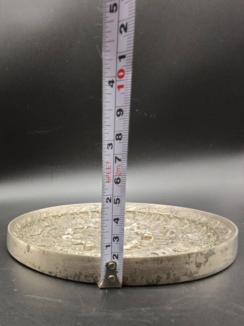 唐時代　貼銀鍍金海獣葡萄紋鏡(E-26)