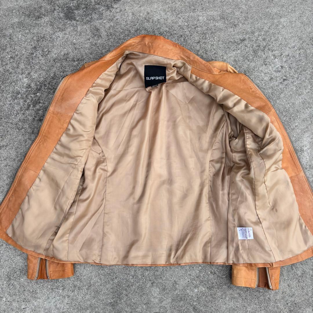 【希少】SLAP SHOT 本革 羊革 ダブルジップブルゾン アメカジ y2k