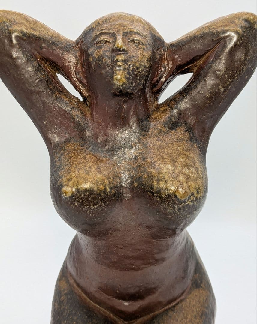 木南知加選 備前焼 裸婦像 共箱合布 置物 陶像 細工物 陶彫 オブジェクト