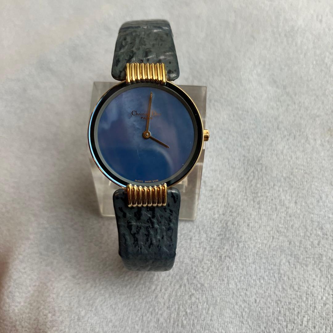 クリスチャンディオール　バギラ腕時計　レディース　希少　シェルフェイス　ブルー
