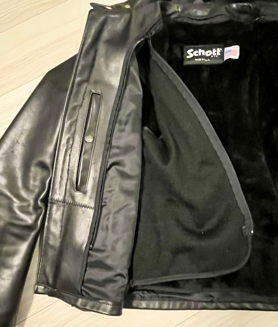 Schott シングルライダースジャケット 黒　サイズ38