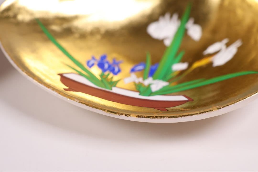 貝合せ 池坊専好立花図 四十五世 池坊専永 箱書 香合 華道 金彩【MA908】