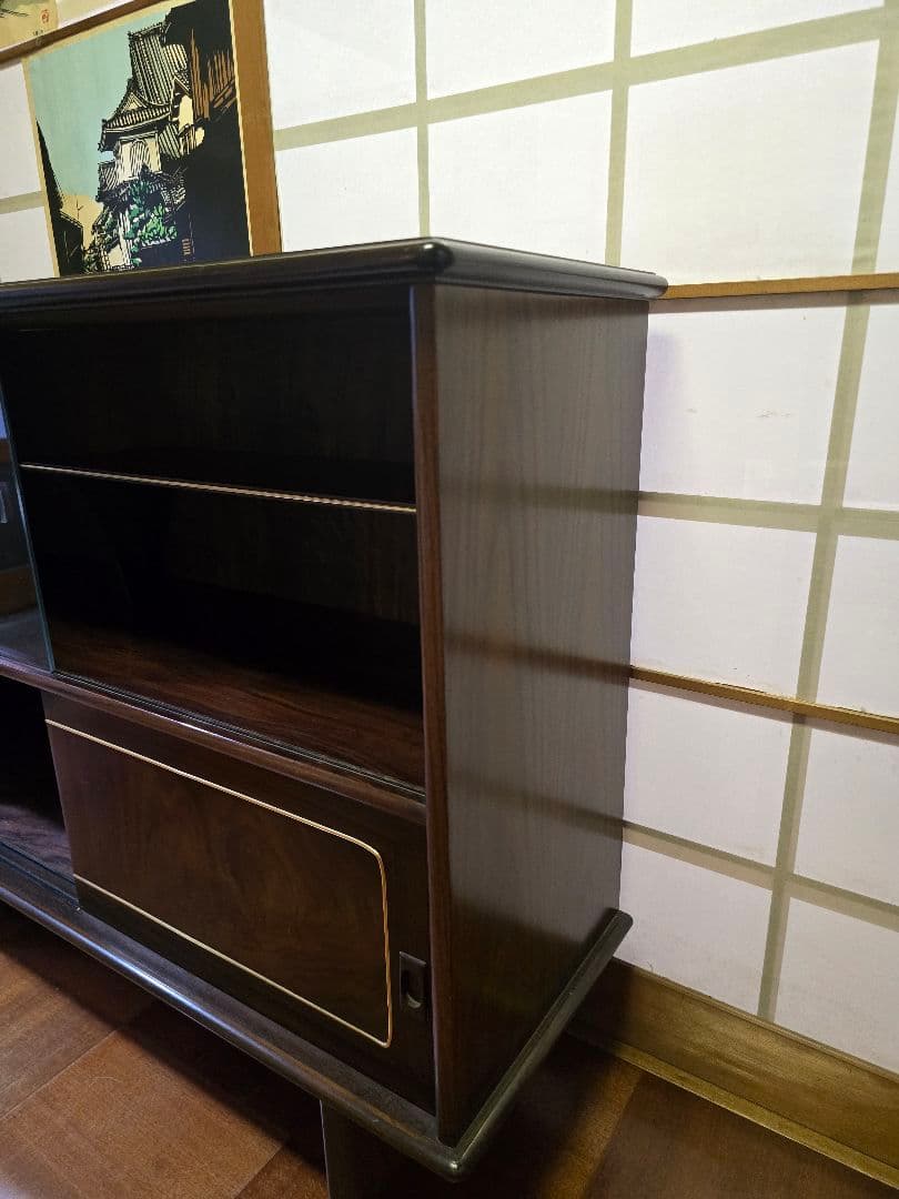 和風ダークブラウンキャビネット茶箪笥 飾り棚 サイドボード