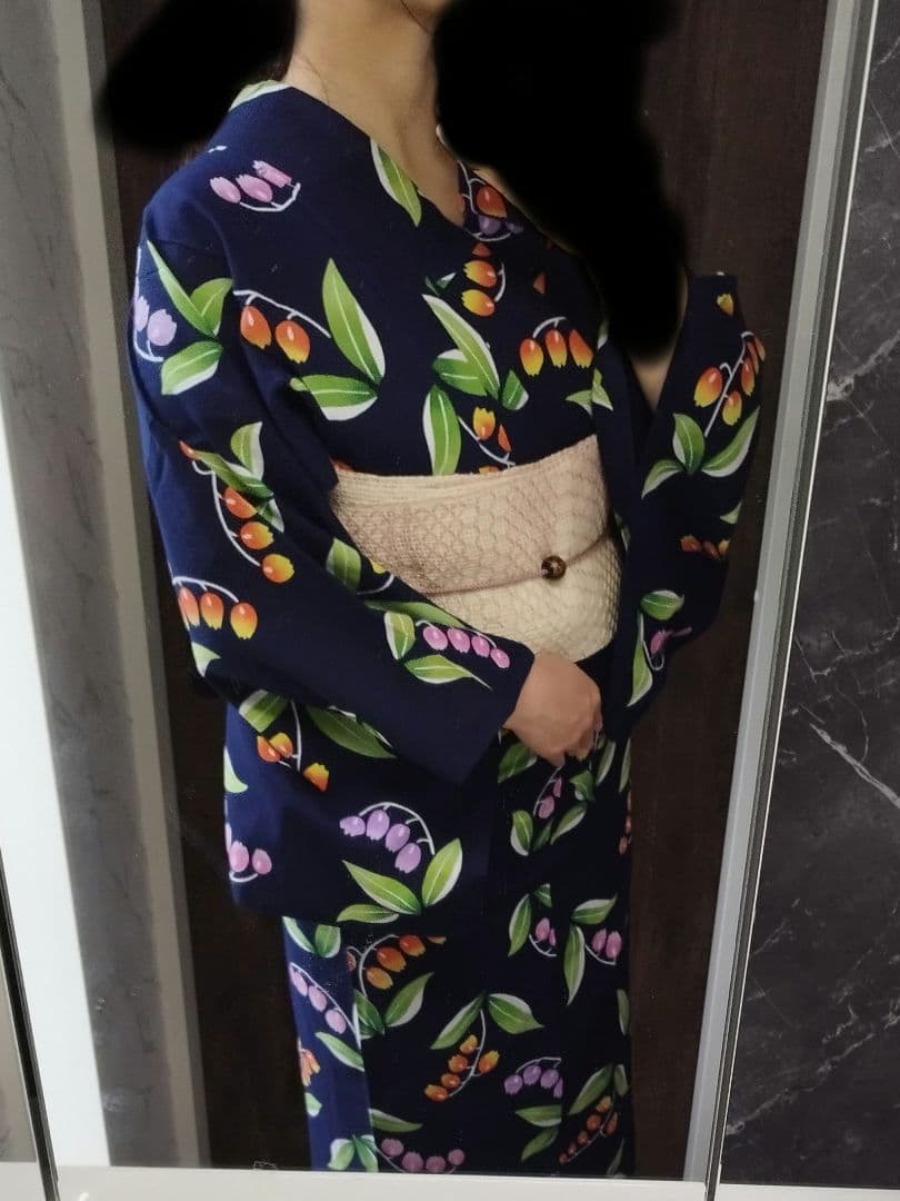 注染染め 手縫い 浴衣 すずらん 鈴蘭 低身長さん