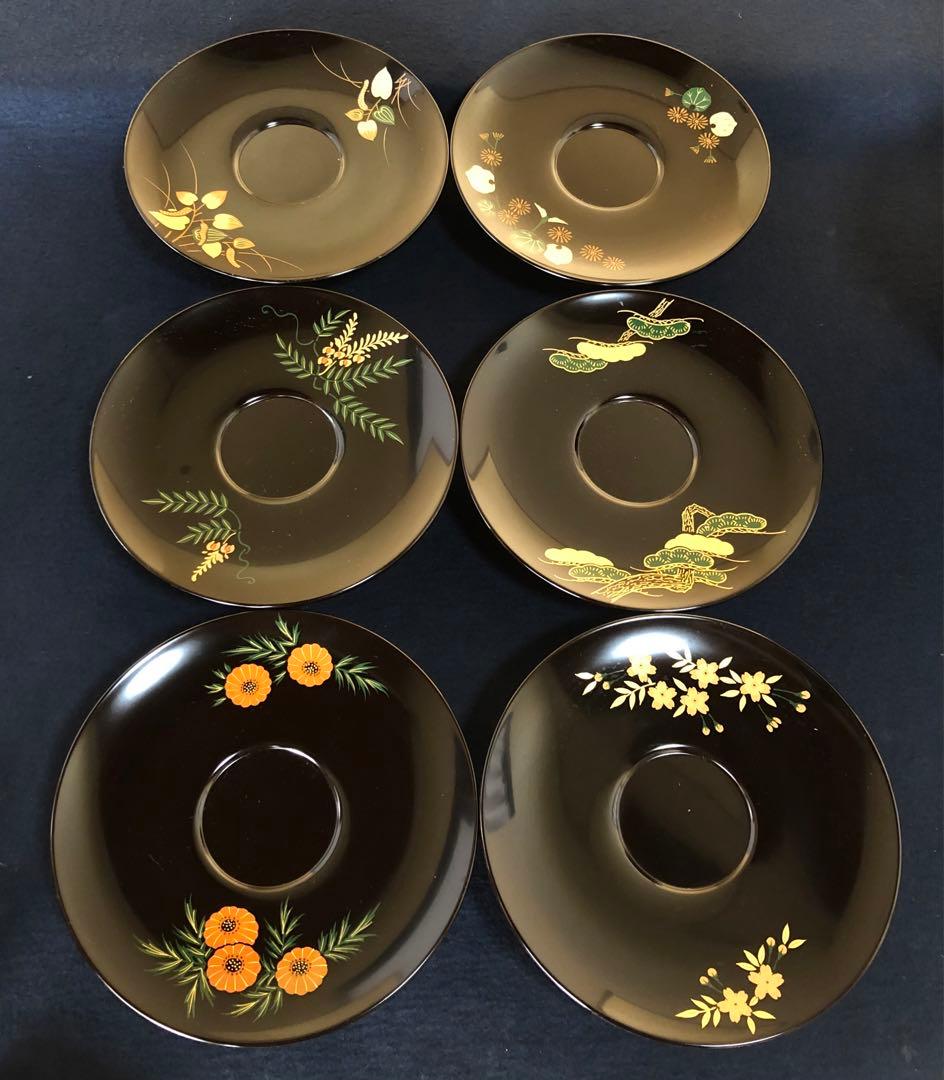 《R》煎茶 絵変り草花蒔絵 茶托12客 橋本春路作 251016い3