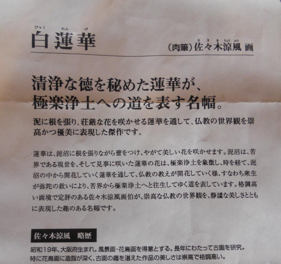 掛け軸 佐々木涼風 『 白蓮華 』 絹本 希少 軸装 茶道具 掛軸 美品 です。