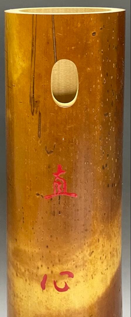 尺八花入　銘:真心　前大徳寺　福本積應書付　共箱　共布　U8816