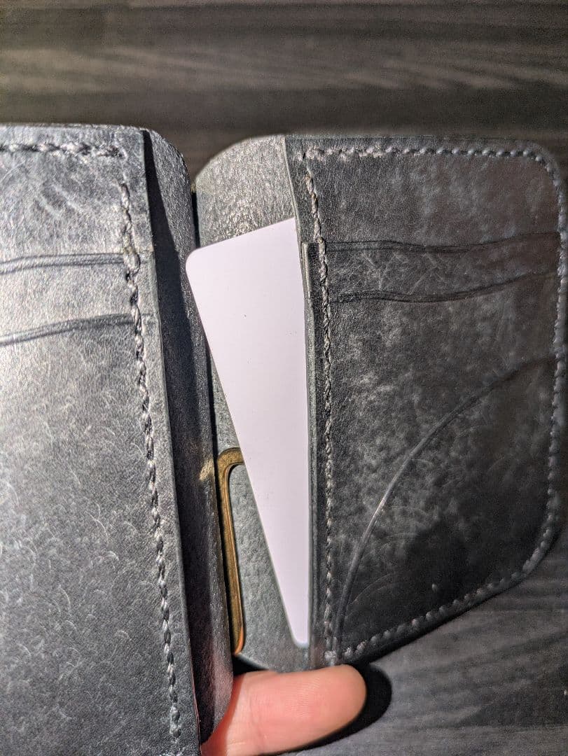 イタリアンレザー マネークリップ式 コンパクト財布 ウォレット 本革 総手縫い