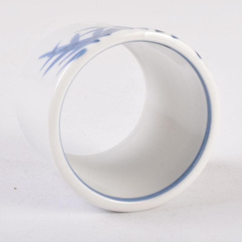 茶道具　紫翠窯　三代　西村徳泉造　染付　竹文　蓋置　共箱　V　8379