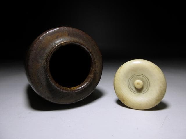 北大路魯山人 瀬戸茶入／共箱 共布 仕覆