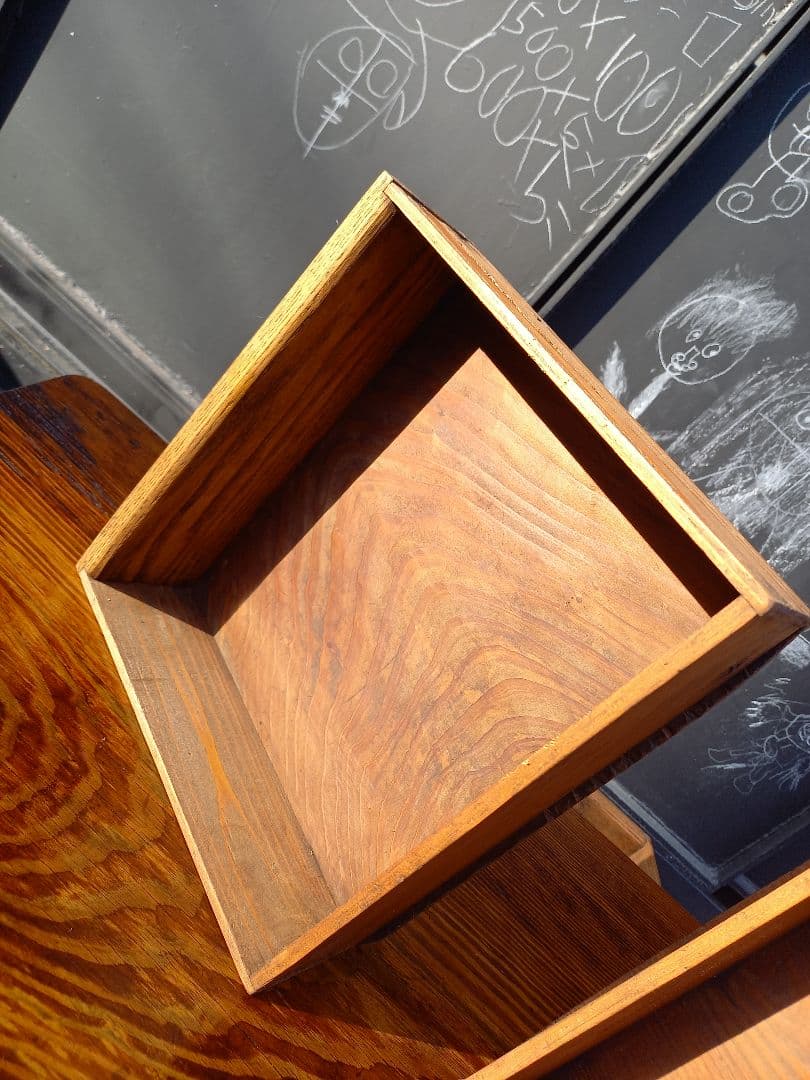 ジャパニーズ　ヴィンテージ　一枚板　天板　両側　引き出し　ローテーブル