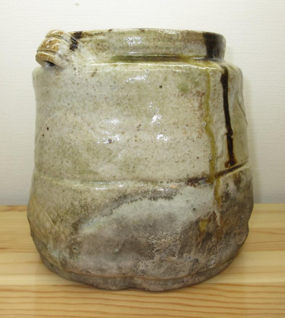 送料込【逢絢亭】茶道具 水指 美濃焼 美濃伊賀 耳付 裏千家書付 加藤光右衛門