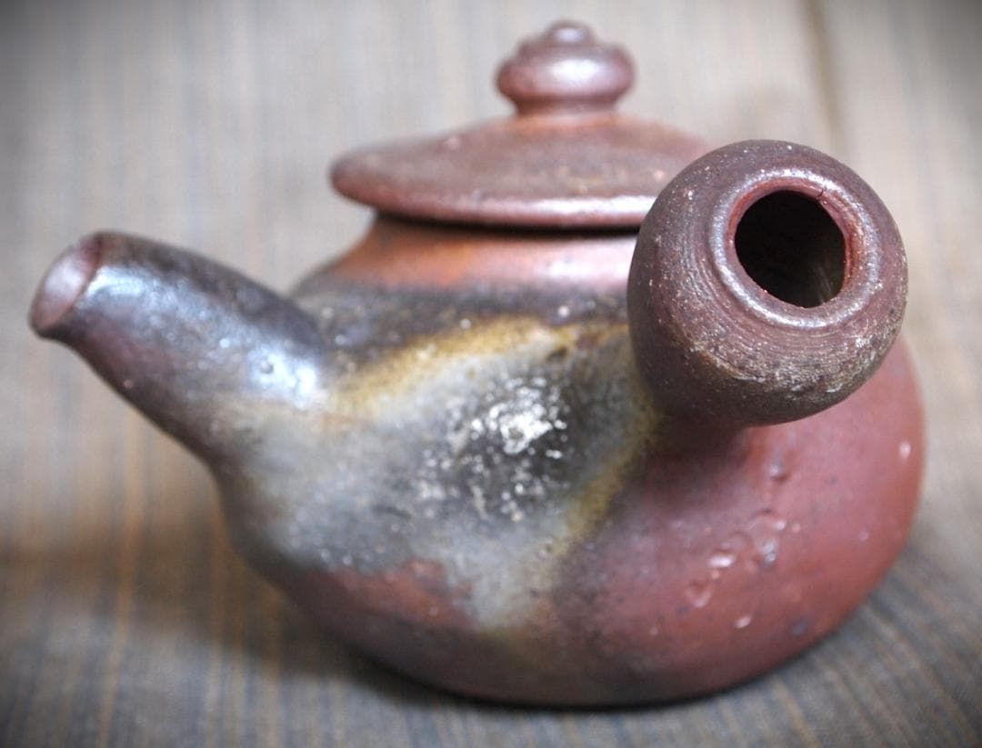 新品★竹内靖之【師：山本陶秀】★★備前(窯変）急須