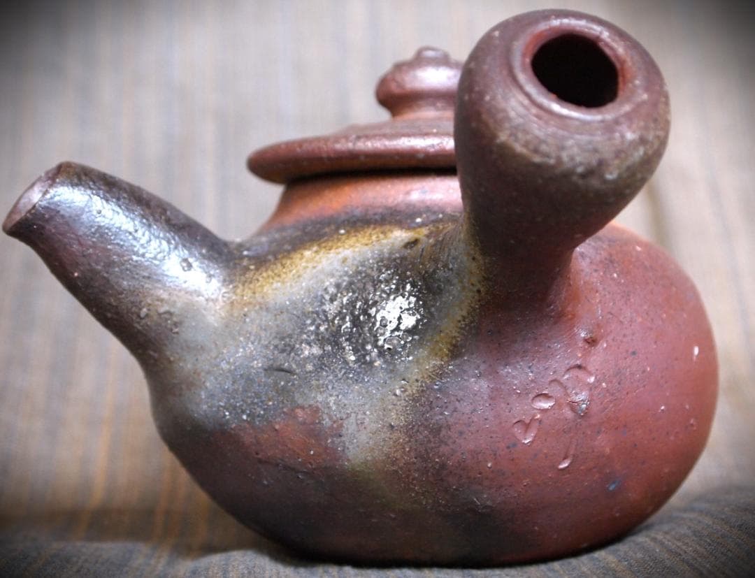 新品★竹内靖之【師：山本陶秀】★★備前(窯変）急須