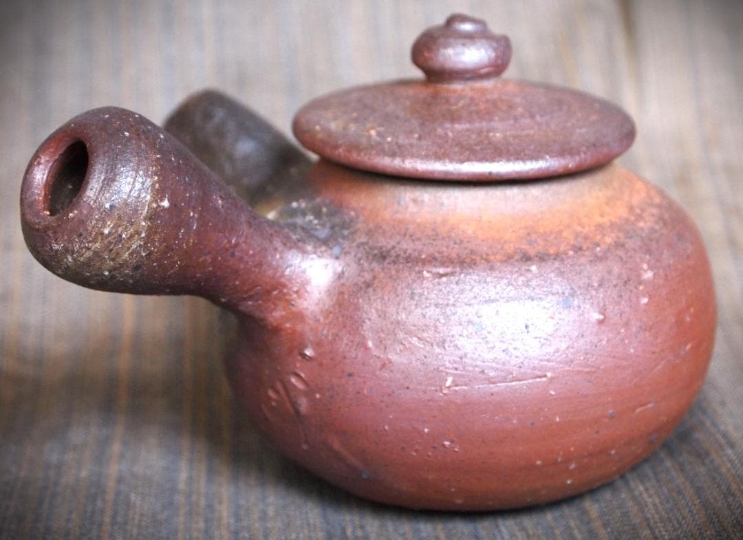 新品★竹内靖之【師：山本陶秀】★★備前(窯変）急須