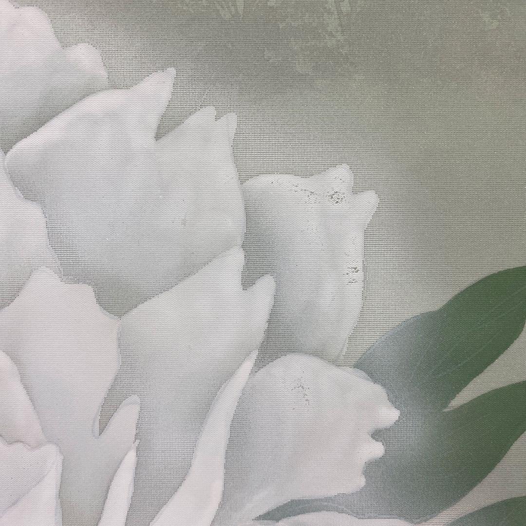 美品 掛け軸 小野守鳳作 牡丹図 共箱 太巻き付 四季花 年中掛け