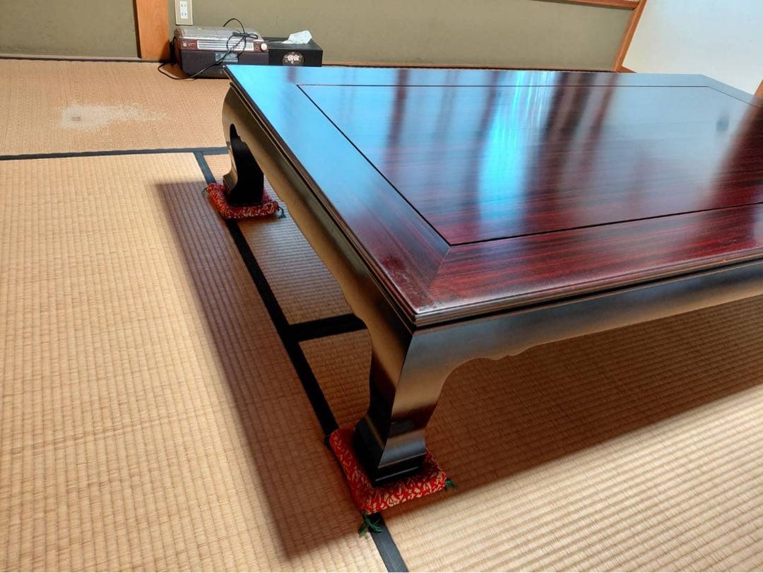 木製座卓 深い赤色 大きめ