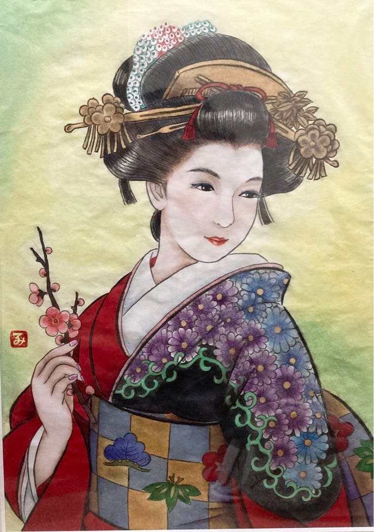 コスメを彩色に使用した日本画②