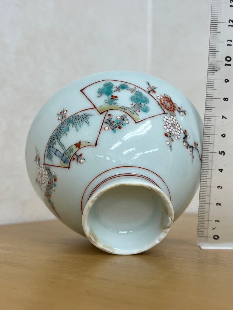 明治 右衛門 日本製お茶碗　名品　アンティーク唐物　古美術品　　骨董　江戸　青磁