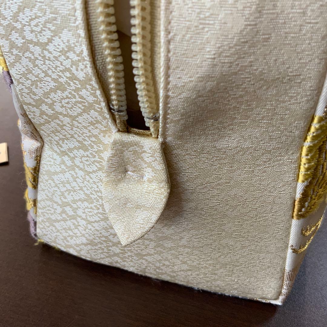 【井澤屋】利休バッグ　和装用バッグ クリーム色 唐織　707292