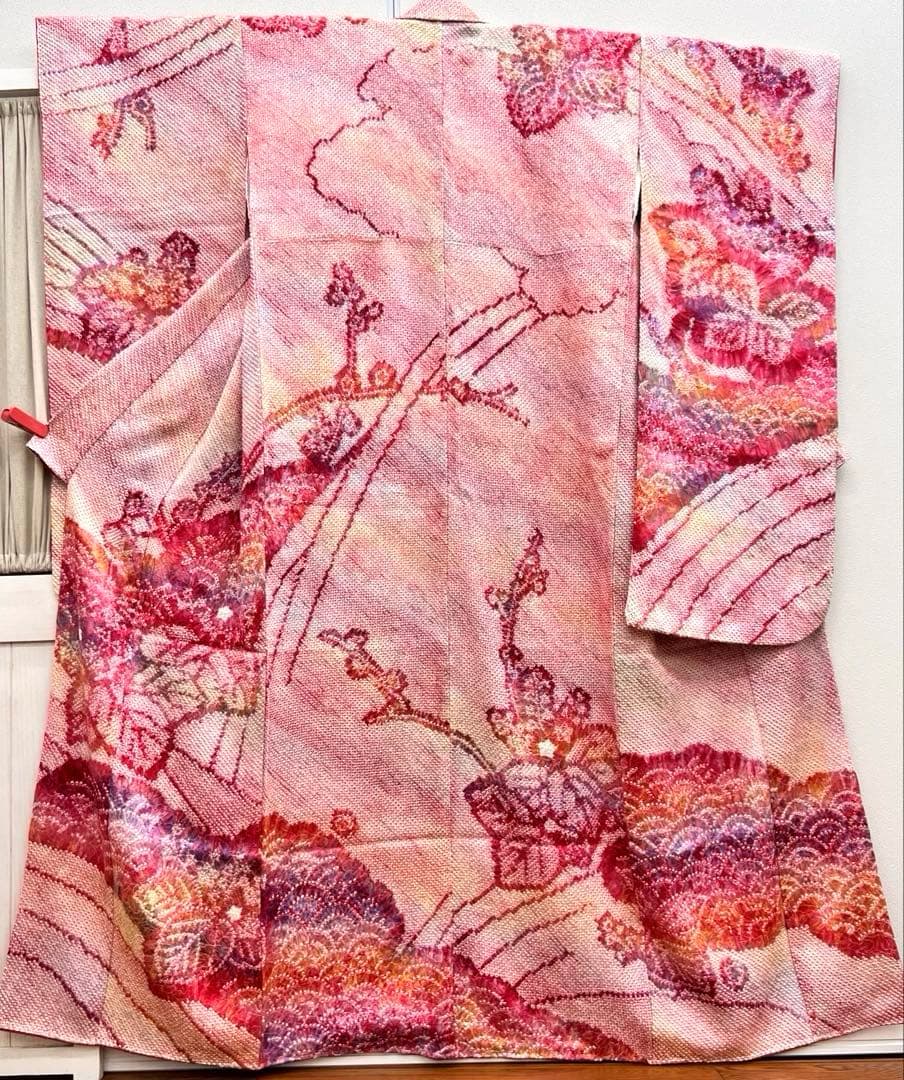 総絞り振袖　正絹　成人式振袖