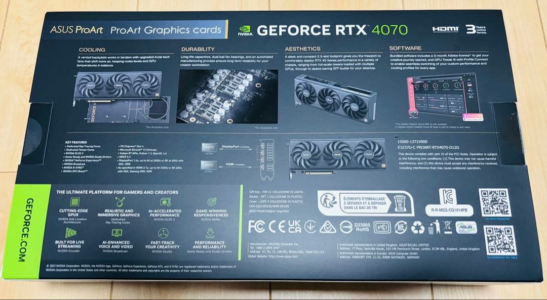 【極美品・保証書付】ASUS RTX 4070 ProArt OC 12GB