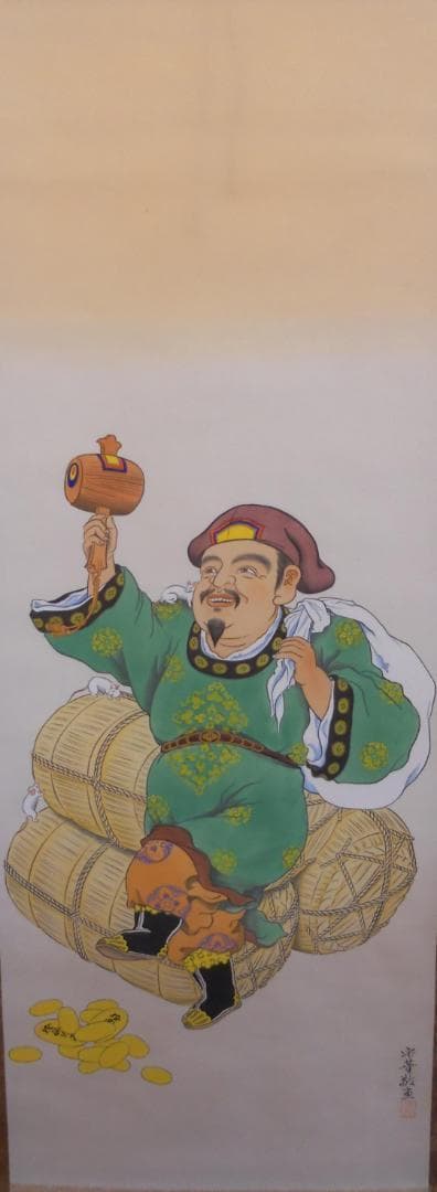 掛け軸 大森宗華 作 大黒様 開運 金運上昇 商売繁盛 絹本 茶道具 掛軸 美品