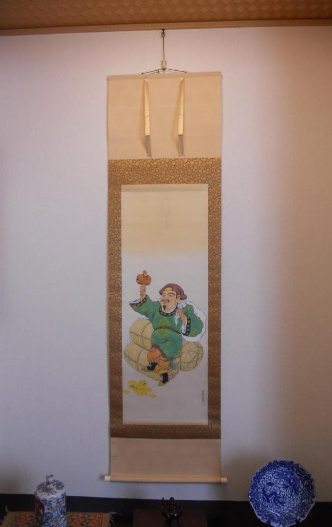 掛け軸 大森宗華 作 大黒様 開運 金運上昇 商売繁盛 絹本 茶道具 掛軸 美品