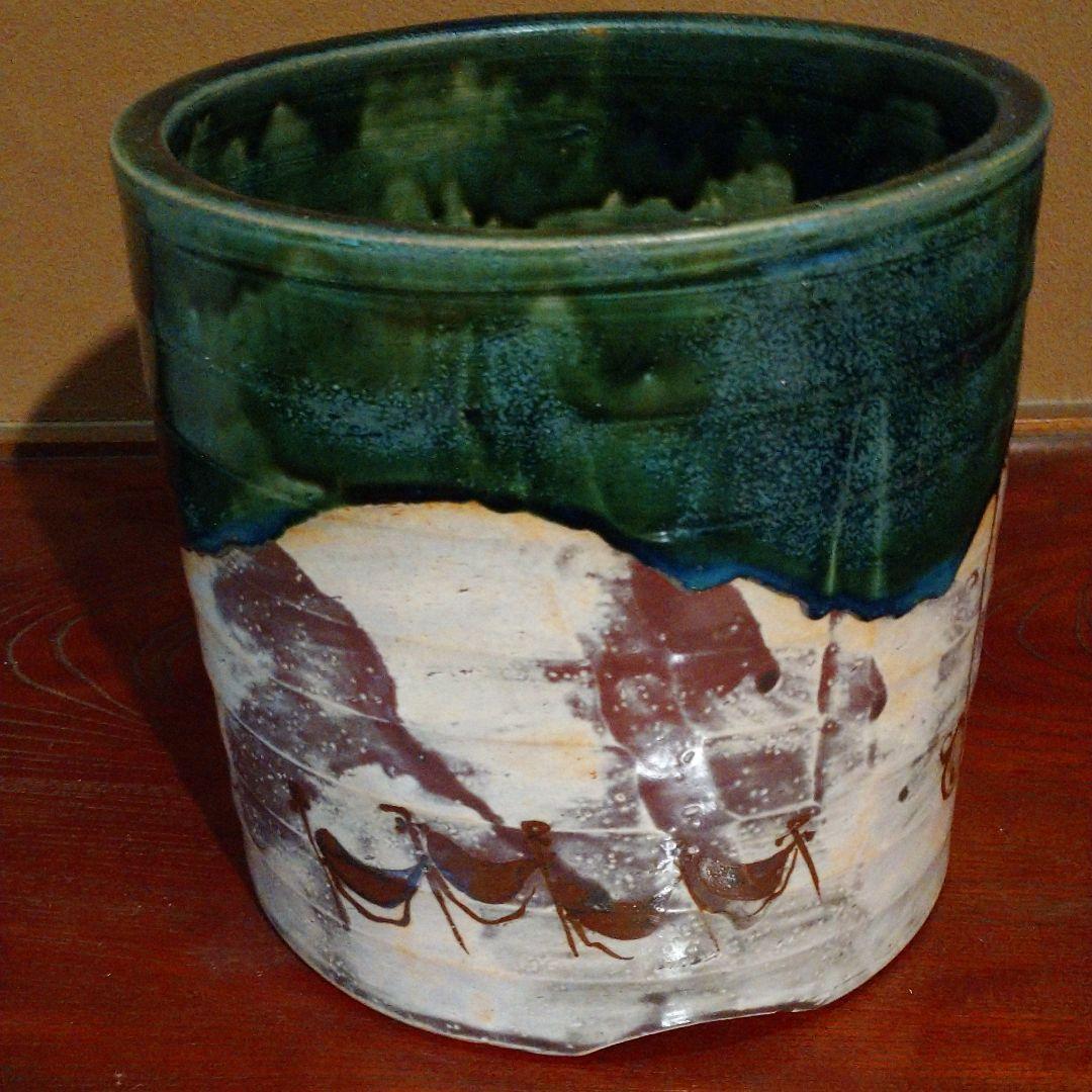 織部壺・鉢・鉢カバー 陶器製