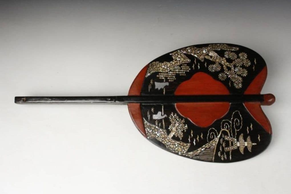 江戸期 漆塗螺鈿細工軍配 采配 大相撲 行司 時代武具 武士道 刀 侍 戦 扇子